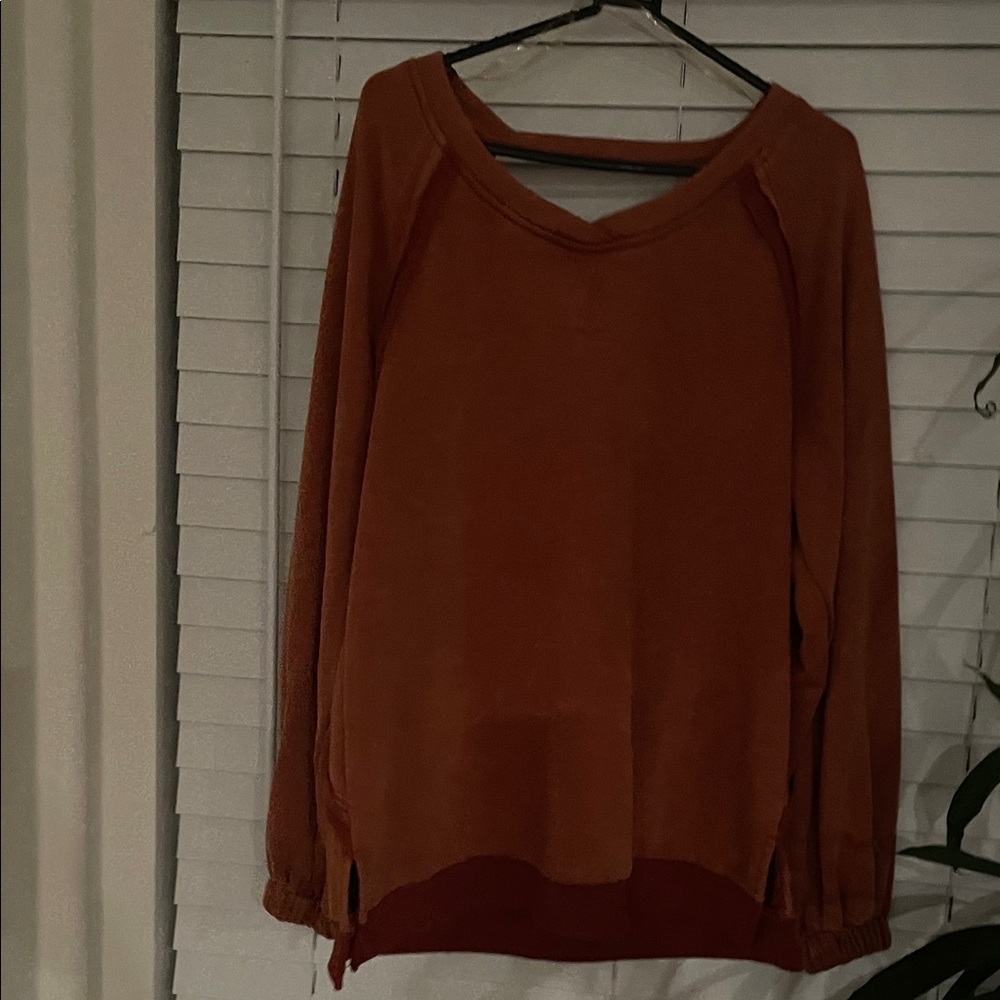 POL Rust Orange Lace-Up Back sweatshirt - Picture 14 of 15